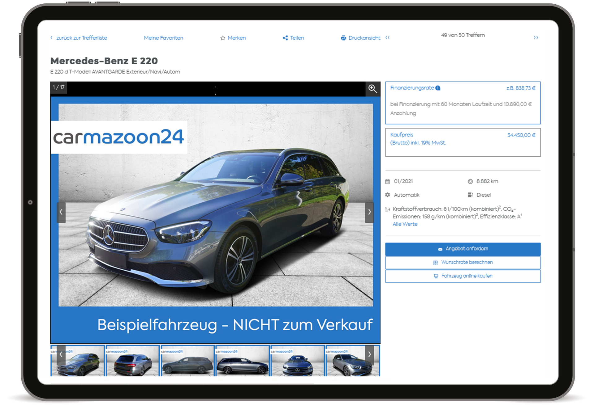 Fahrzeugshop Detailansicht